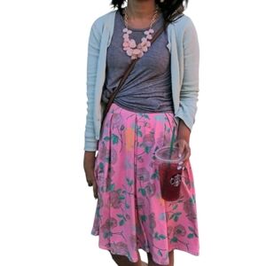 Madison Pink Floral Lularoe Pleated Skirt